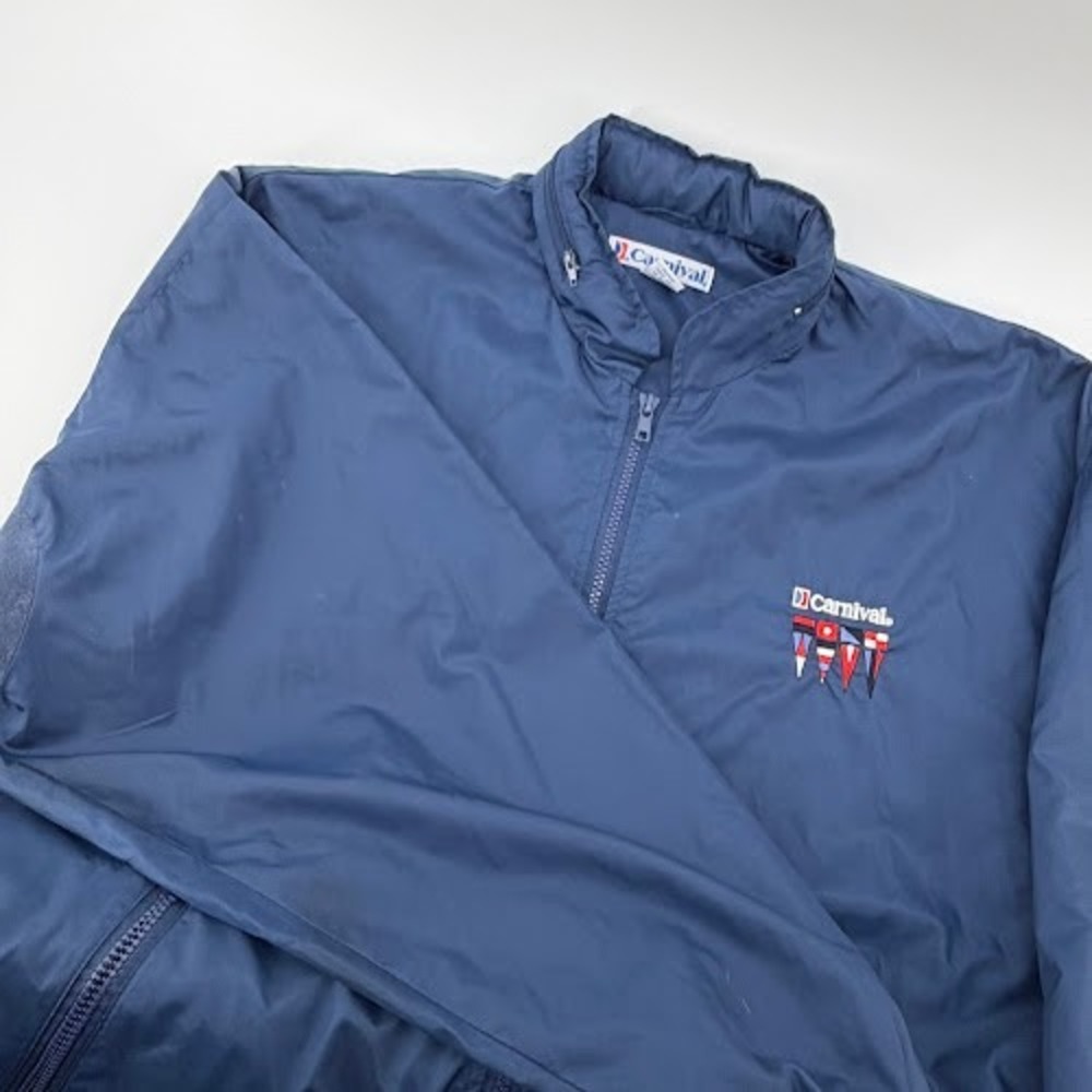 Carnival Cruise Line Jacket Mens L Lightweight Windbreaker Blue Travel Souvenir